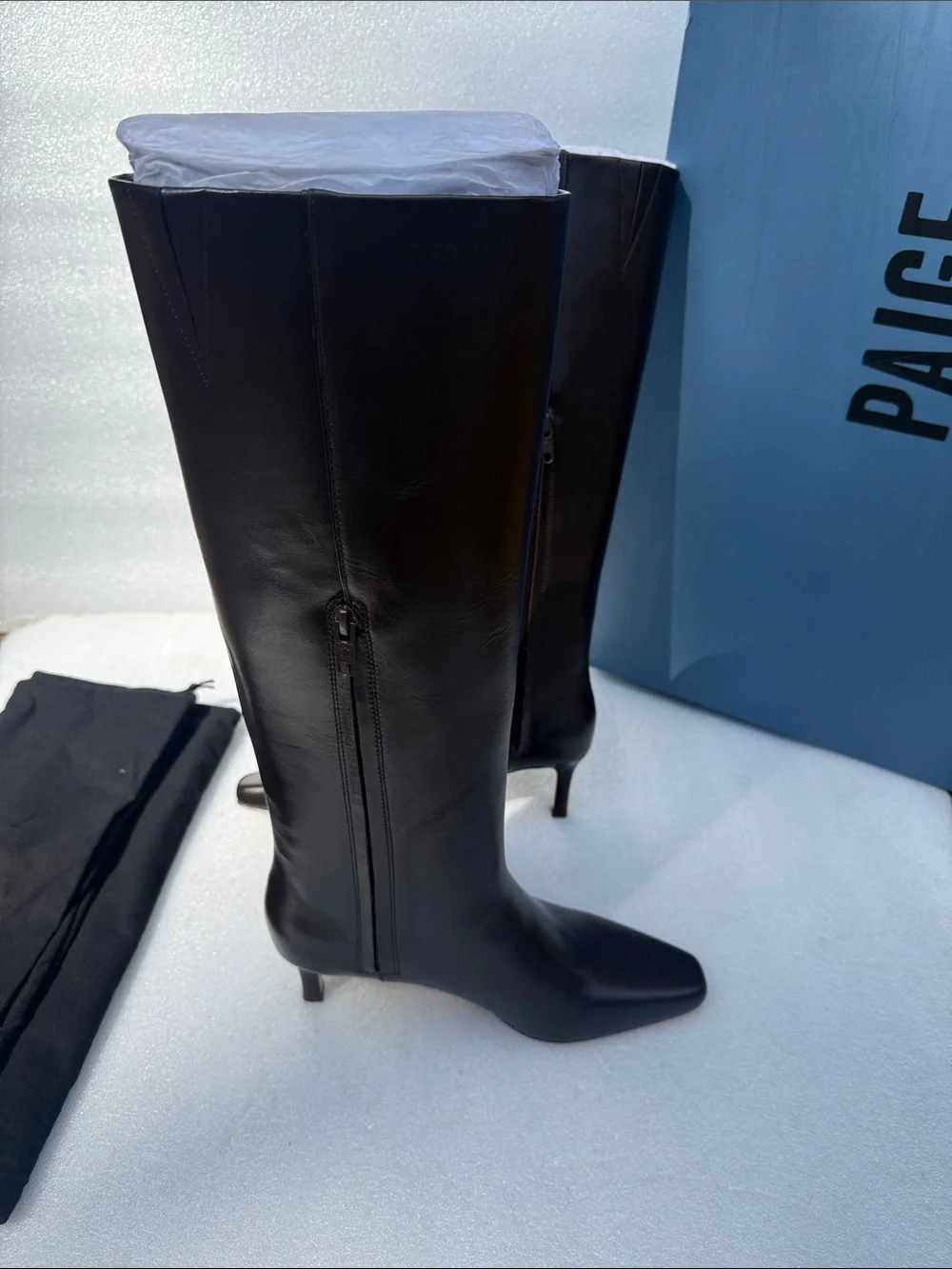 PAIGE Women's Ansley Tall Leather Boot, Chocolate size 7 New
